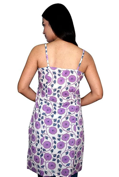 Purple Printed cotton sleeveless Kurti