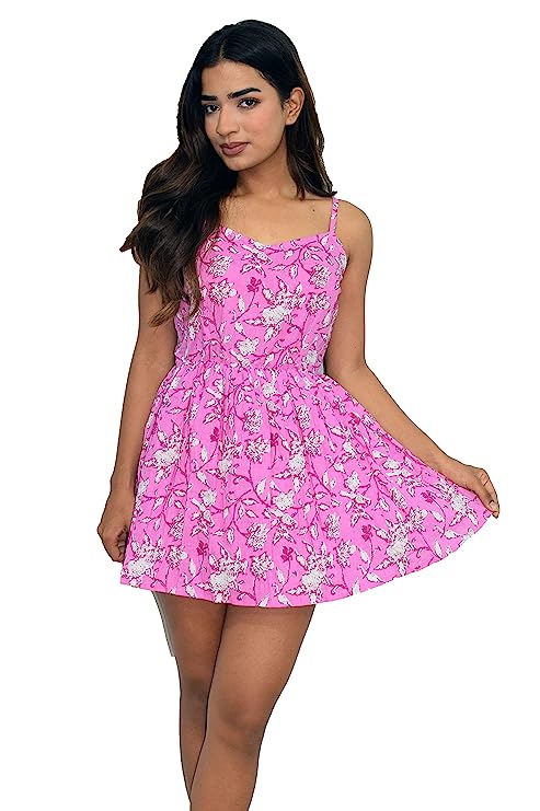 Pink Floral A-Line Mini Dress