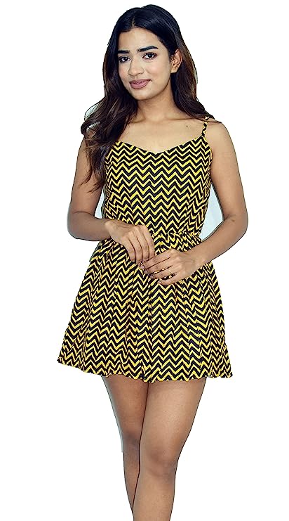 Yellow Zigzag A-Line Mini Dress