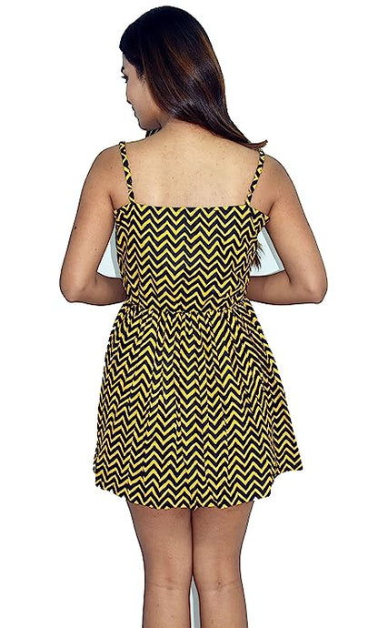 Yellow Zigzag A-Line Mini Dress