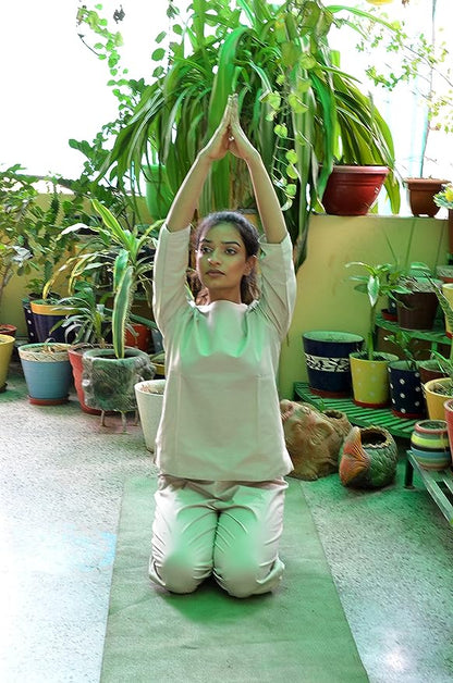 Off-White Women's Pure Cotton Full sleeve Yoga set combo