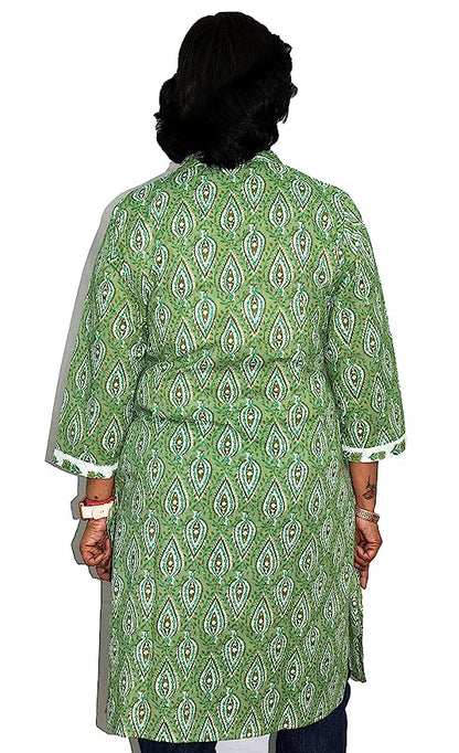 Green Nehru neck long kurta