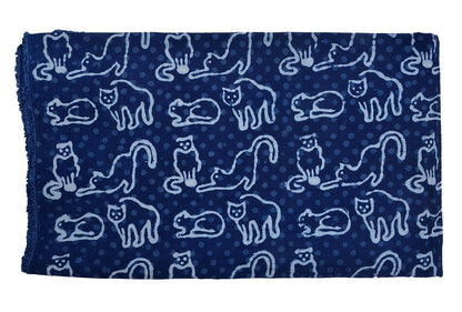 Indigo CAT Print Cotton Fabric