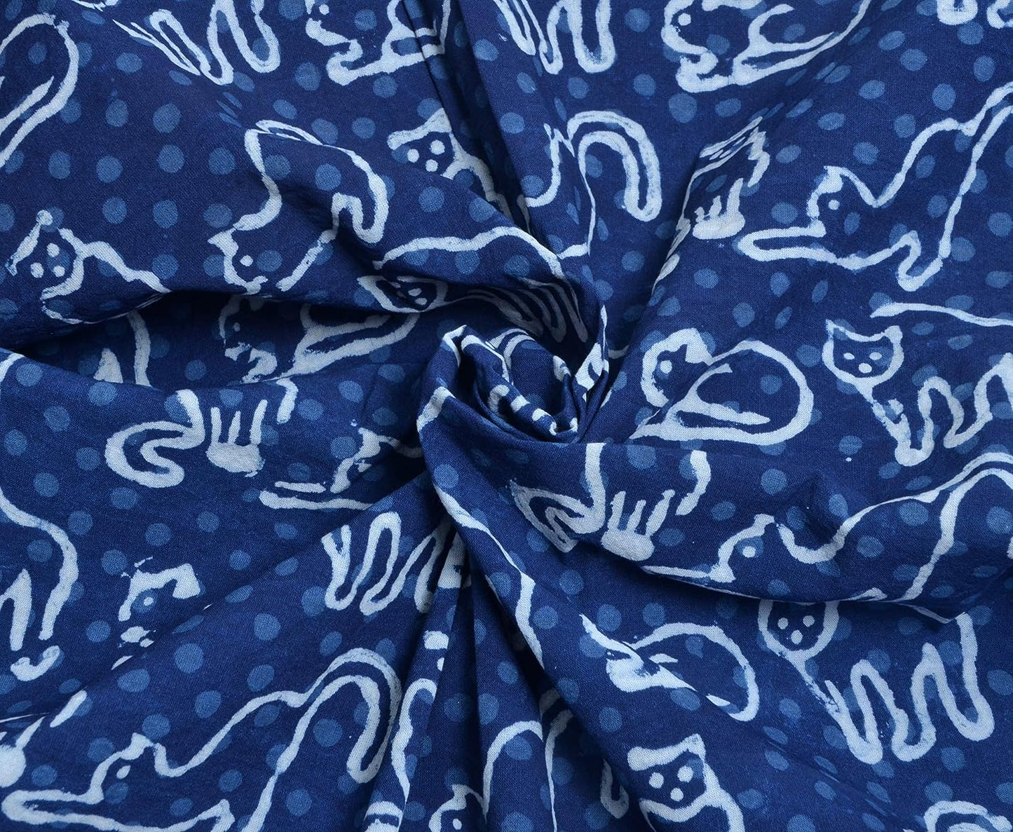 Indigo CAT Print Cotton Fabric