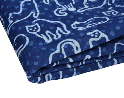 Indigo CAT Print Cotton Fabric