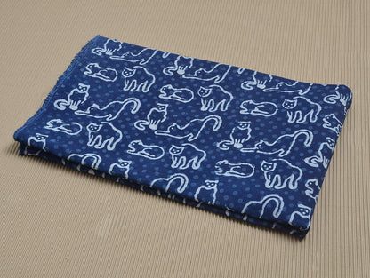 Indigo CAT Print Cotton Fabric