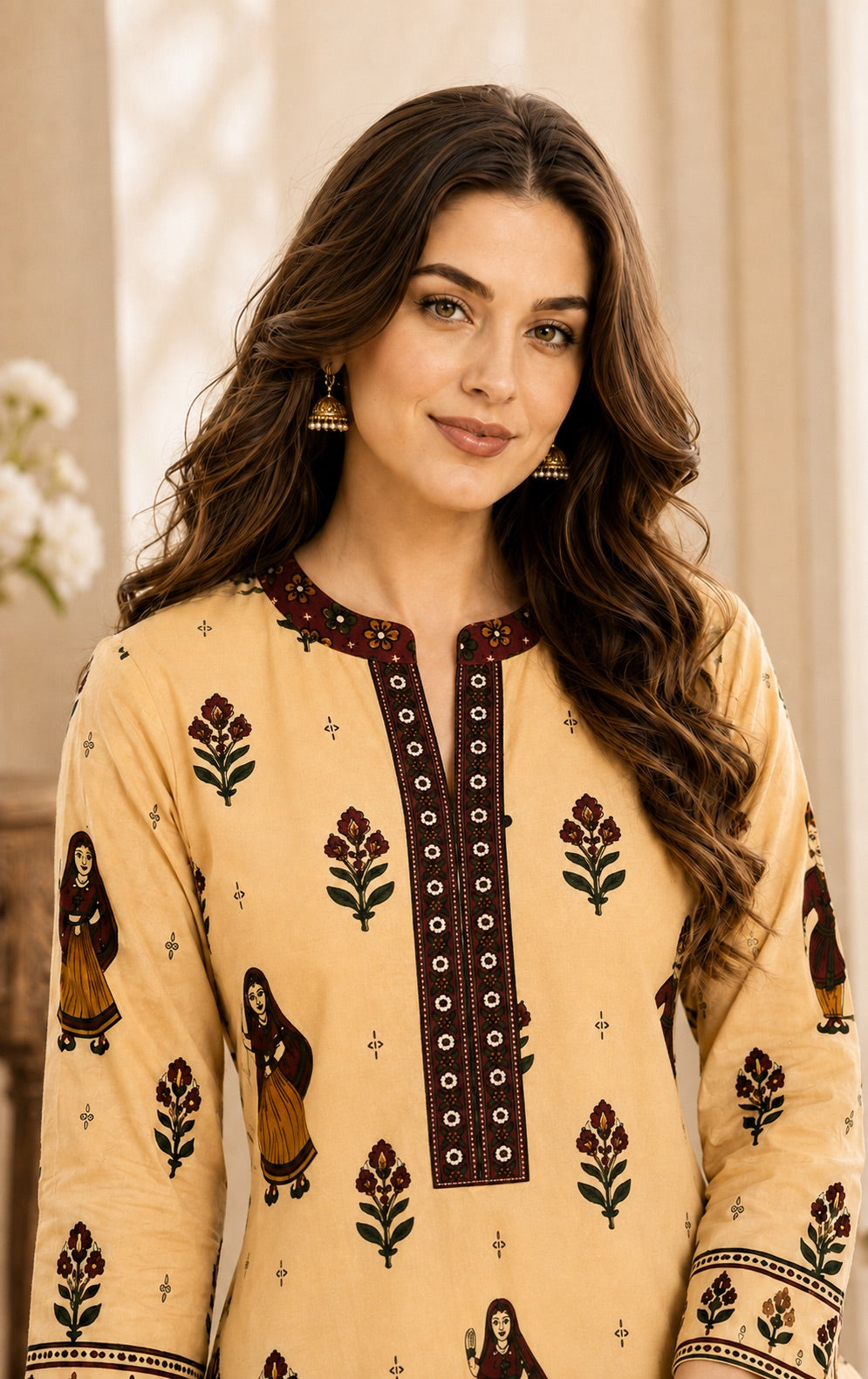 Kathputli Tales Beige Cotton Co-ord Set for Women