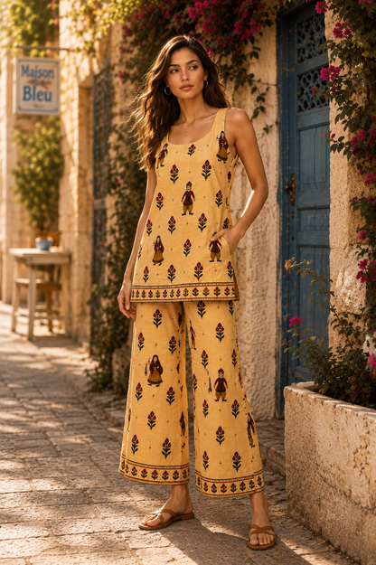 Desi Muse Katputli Mustard Cotton Co-ord Set for Women