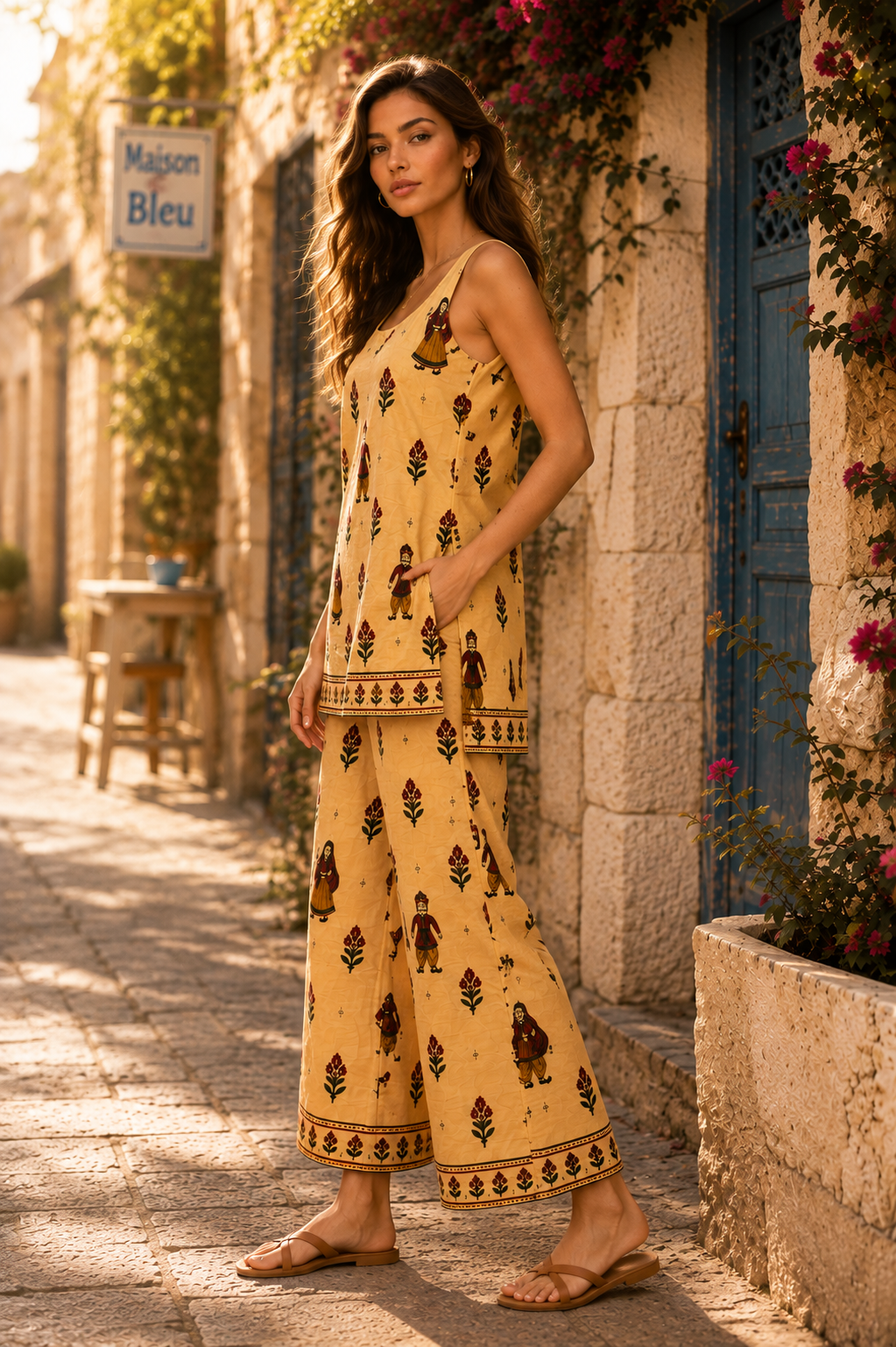 Desi Muse Katputli Mustard Cotton Co-ord Set for Women