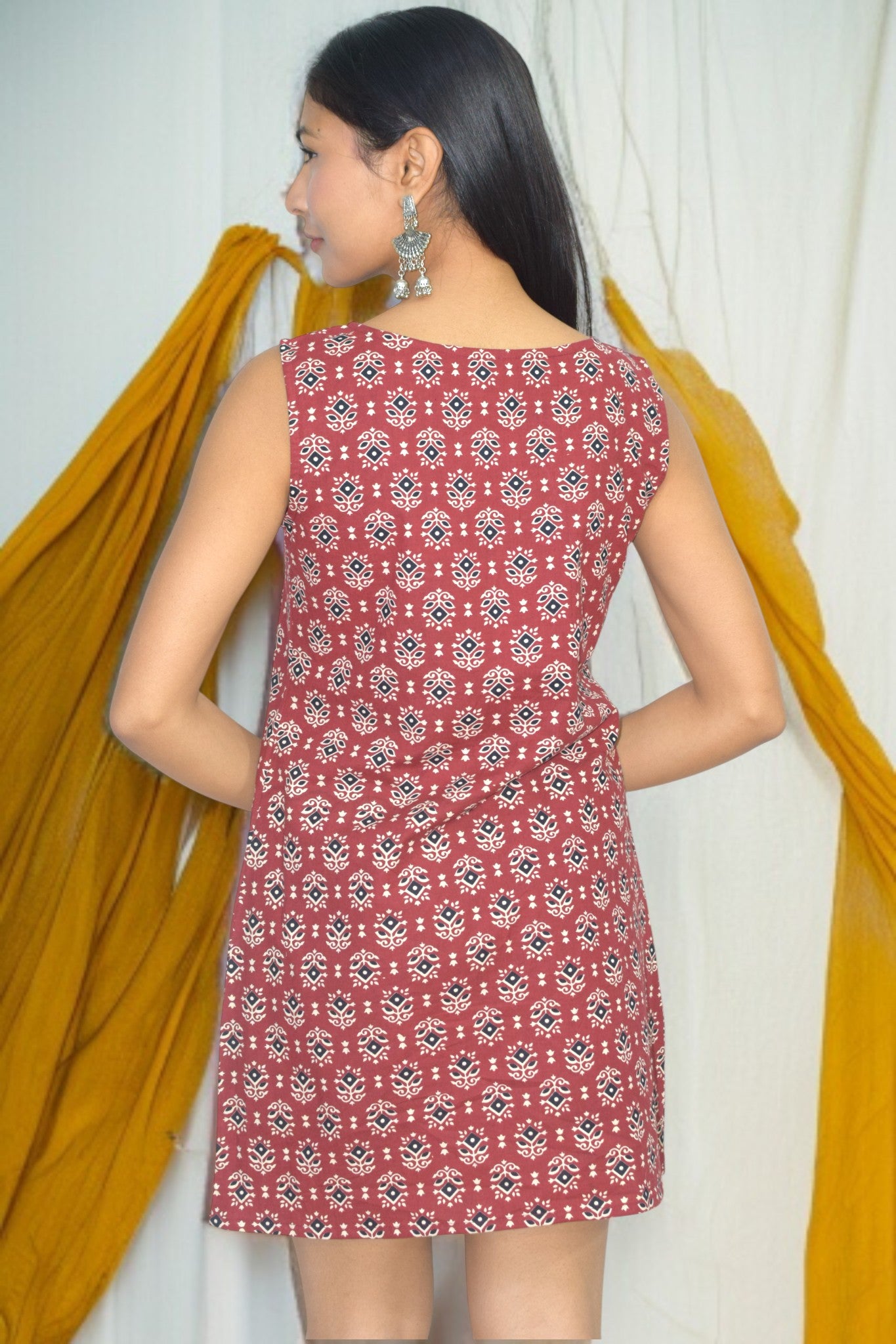 Aarohi maroon Patchwork Dress