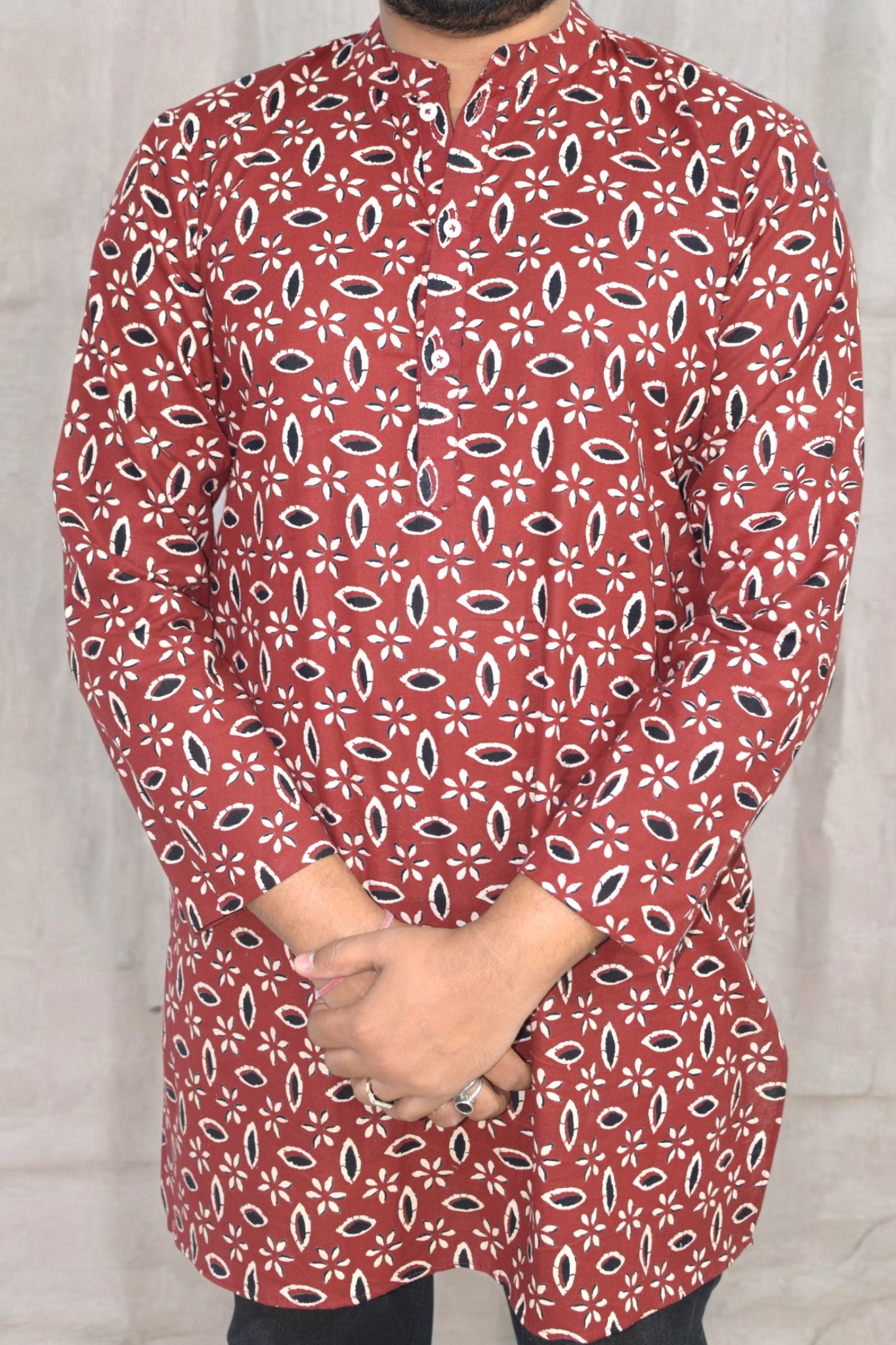 Rangrez Rust Hand Block Cotton kurta for men