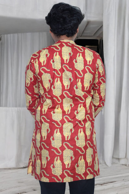 Kesari Hand Block Cotton kurta for men