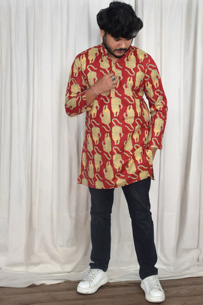 Kesari Hand Block Cotton kurta for men