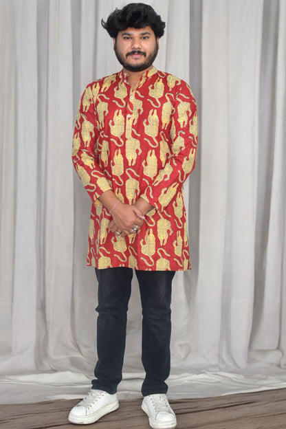 Kesari Hand Block Cotton kurta for men