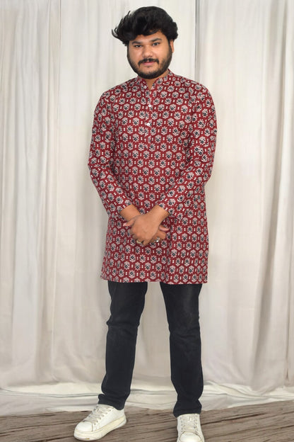 Rangrez tricona Hand Block Cotton kurta for men