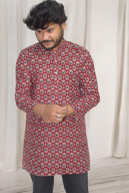Rangrez tricona Hand Block Cotton kurta for men