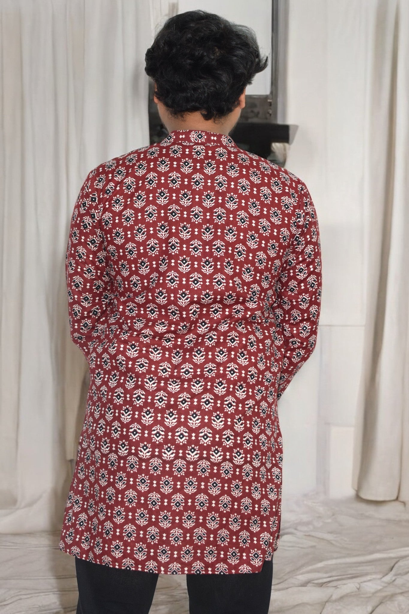 Rangrez tricona Hand Block Cotton kurta for men