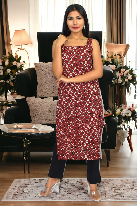 Maroon Champa broad long kurti