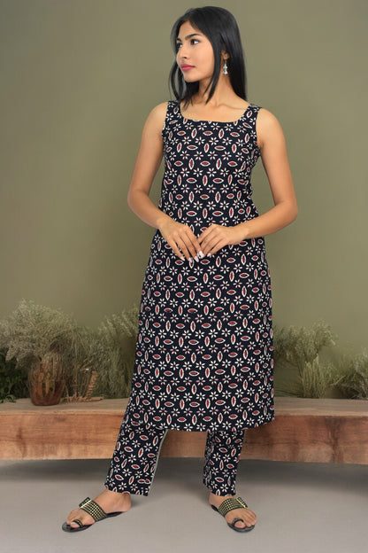 Black Champa pure cotton Printed coord set