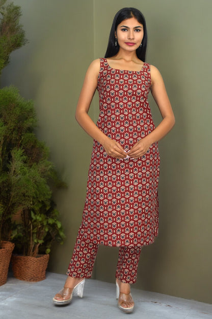 Maroon Diamond pure cotton Printed coord set