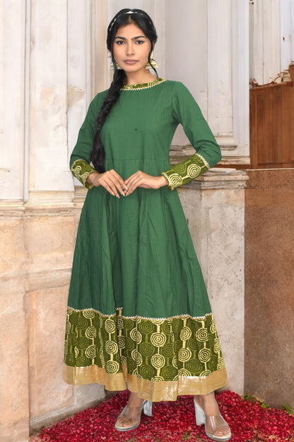 Green diwali anarkali gown