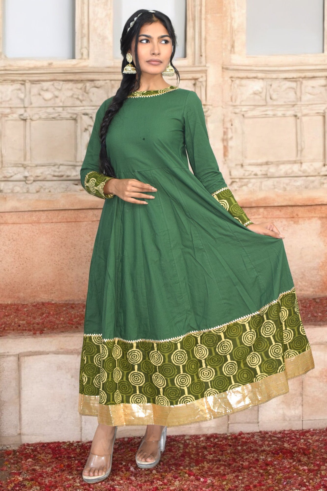 Green diwali anarkali gown