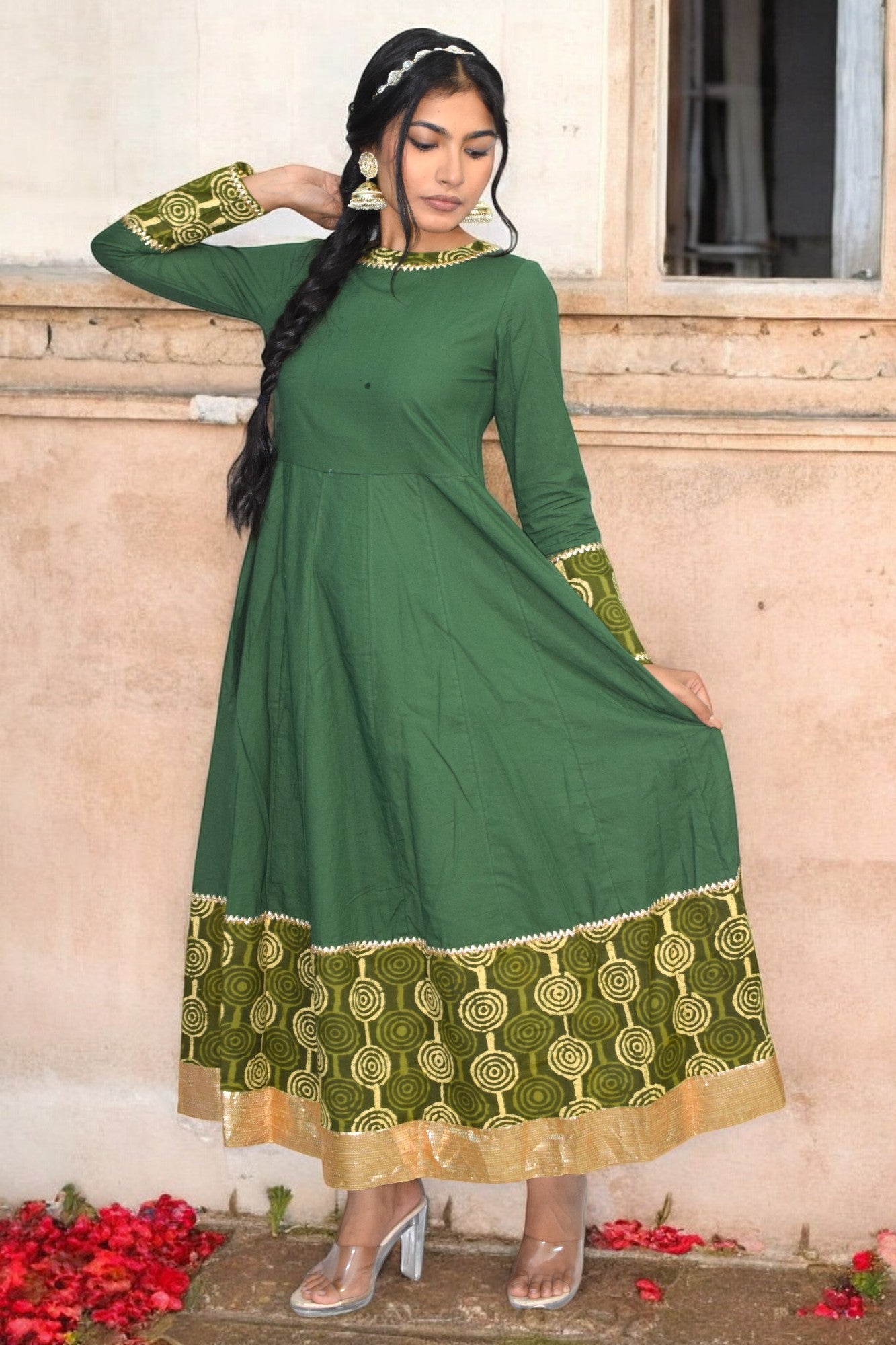 Green diwali anarkali gown