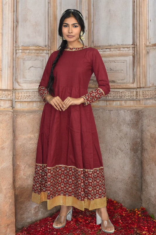 Maroon diwali anarkali gown