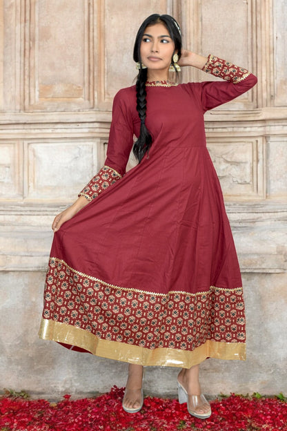 Maroon diwali anarkali gown