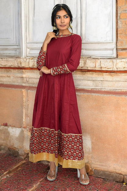 Maroon diwali anarkali gown