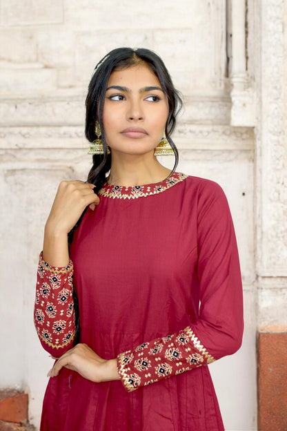 Maroon diwali anarkali gown