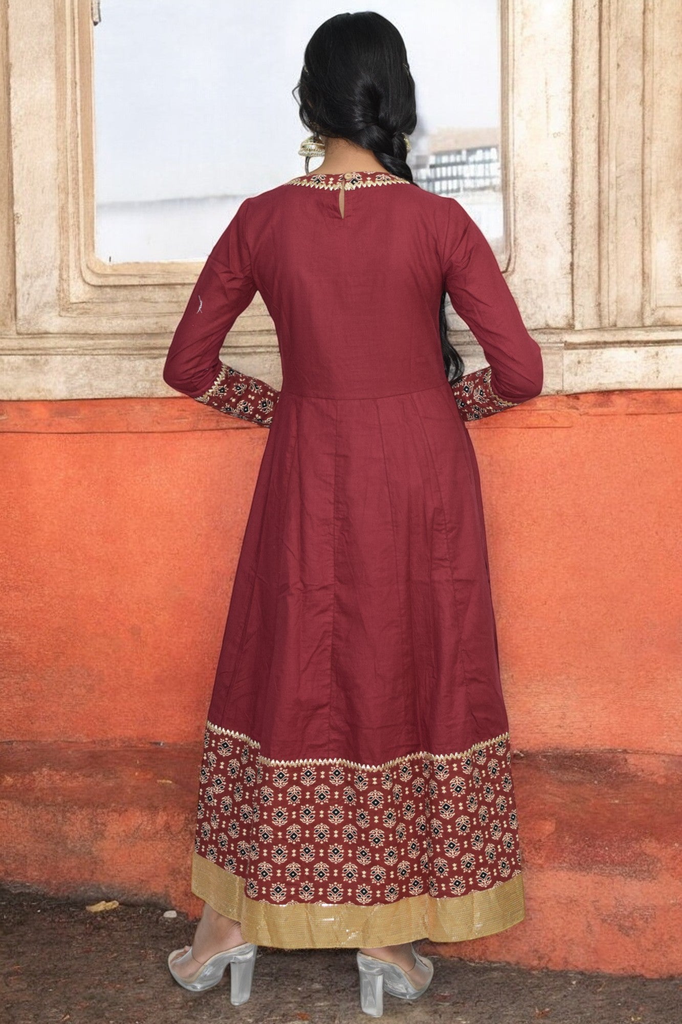 Maroon diwali anarkali gown