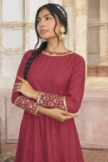 Maroon diwali anarkali gown