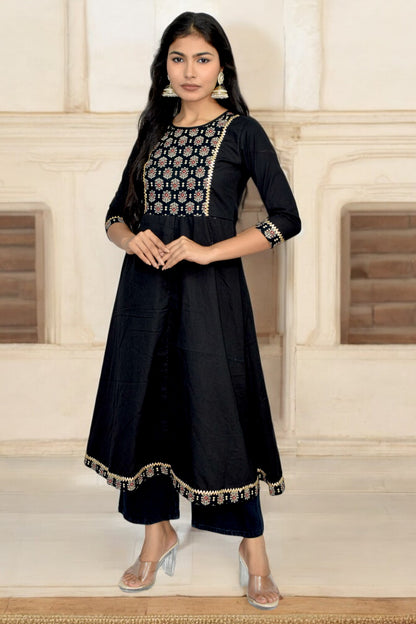 Black yolk anarkali kurti