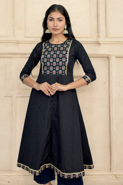 Black yolk anarkali kurti