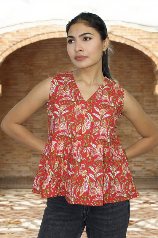 Rangrez Scarlet peplum Top