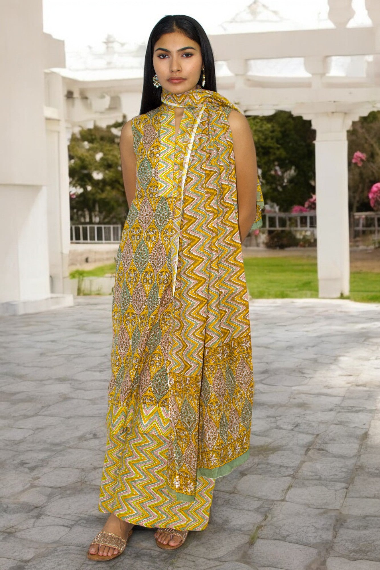 Gulnaar Mustard Cotton Suit Set