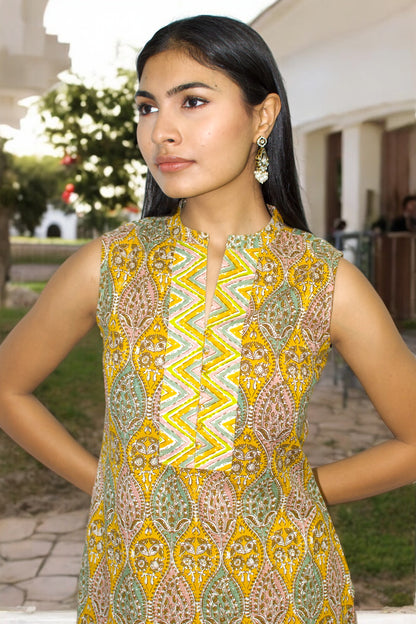 Gulnaar Mustard Cotton Suit Set
