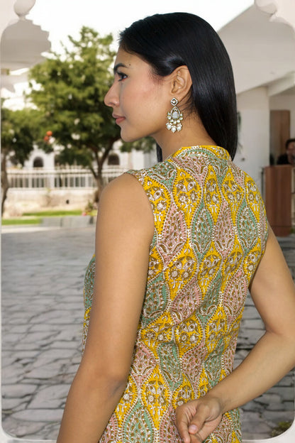 Gulnaar Mustard Cotton Suit Set