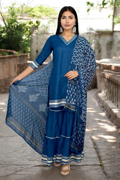 Royal Blue Elegance Sharara Set