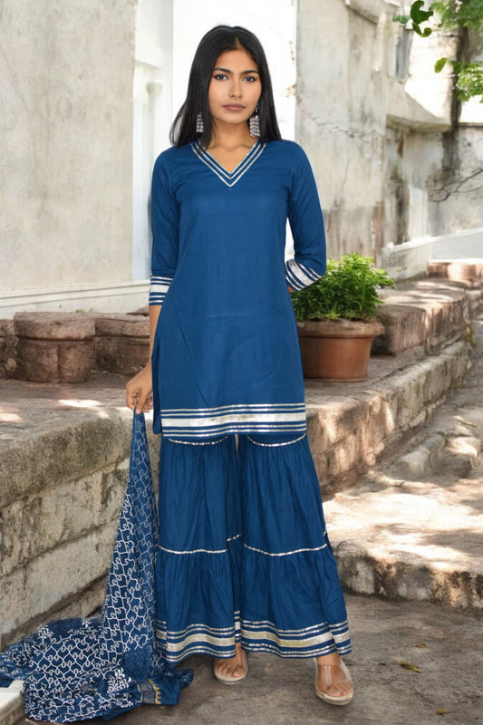 Royal Blue Elegance Sharara Set