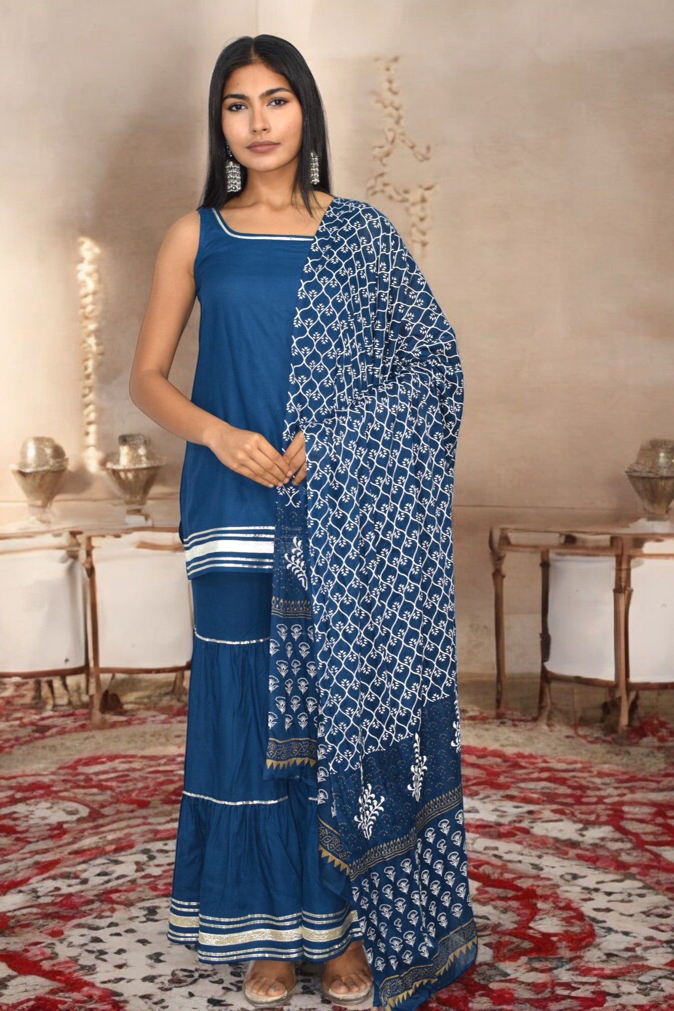Neelam sleeveless sharara suit set