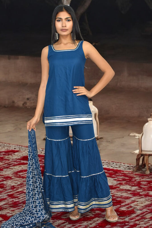 Neelam sleeveless sharara suit set