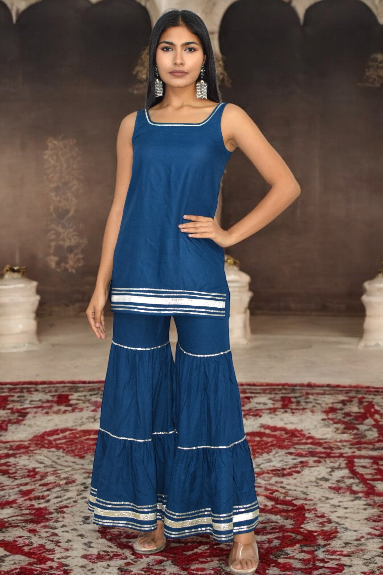 Neelam sleeveless sharara suit set
