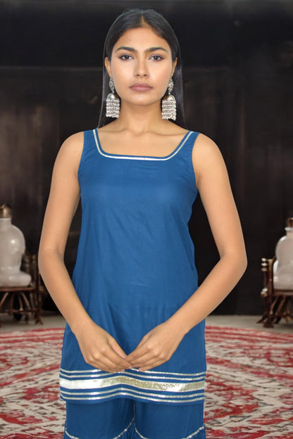 Neelam sleeveless sharara suit set