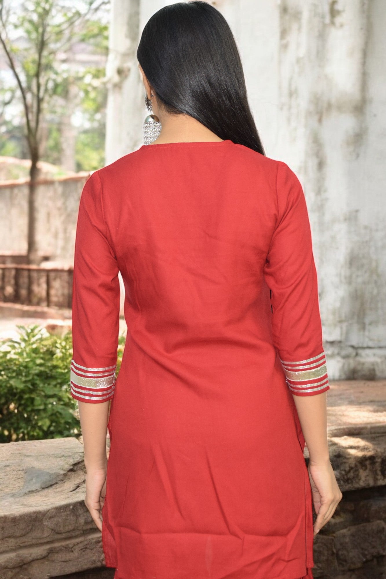 Classic Red Charm Sharara Set