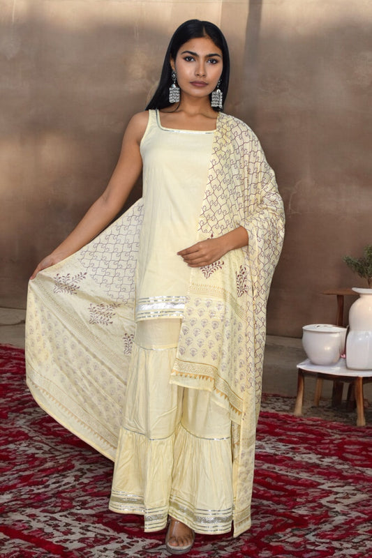 Noor Sleeveless Sharara Set
