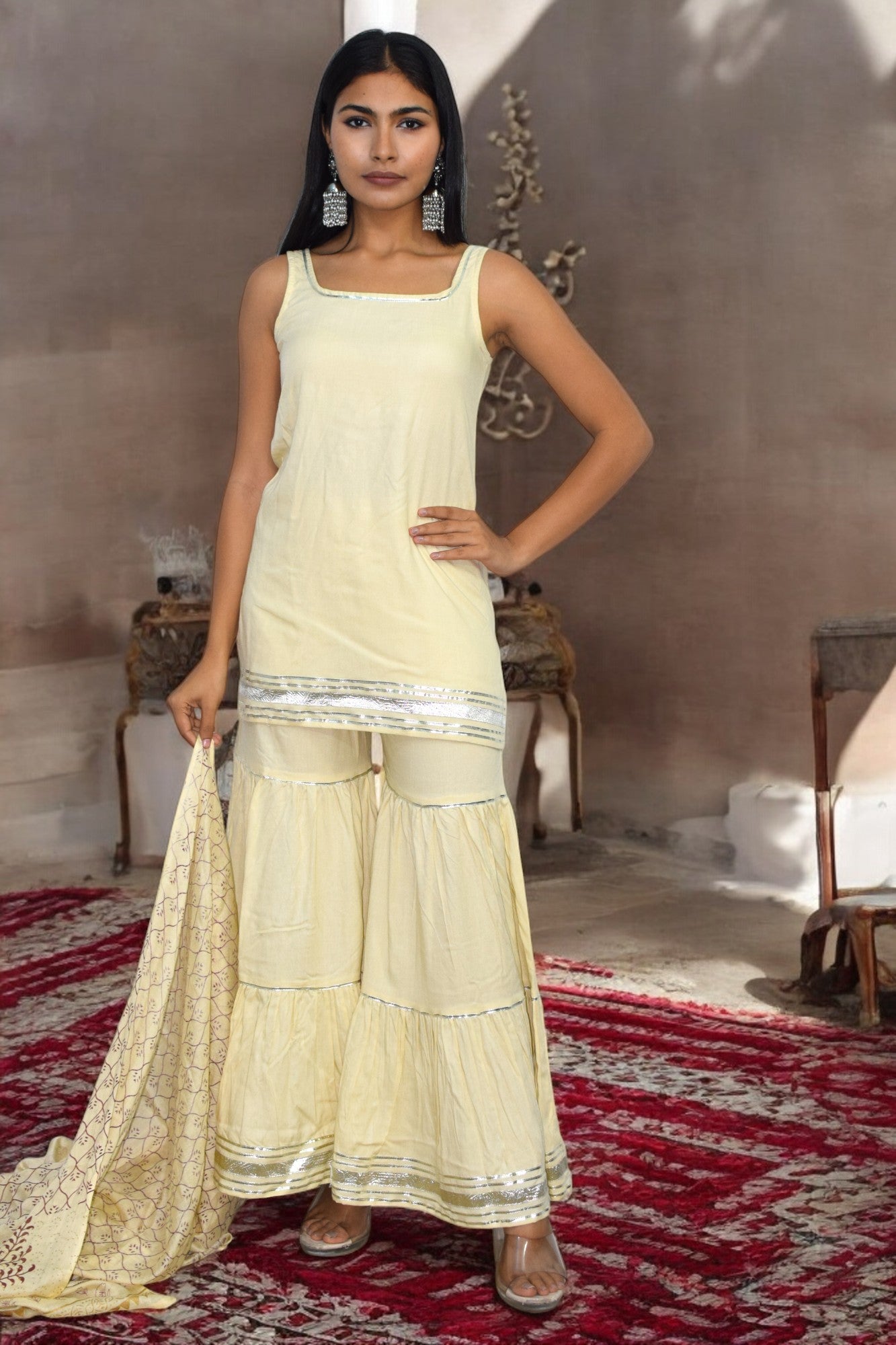 Noor Sleeveless Sharara Set
