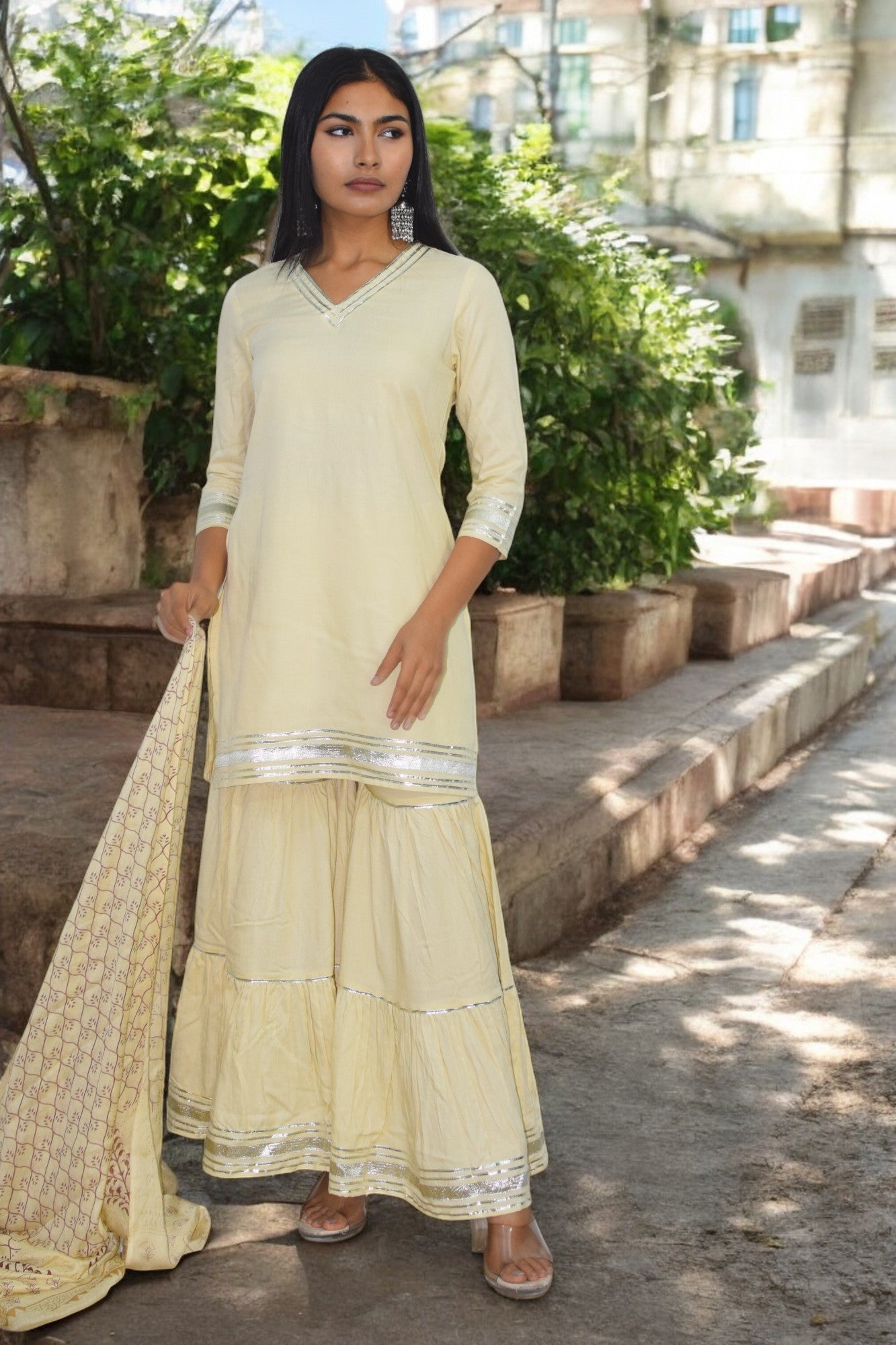 Ivory Grace Sharara Set