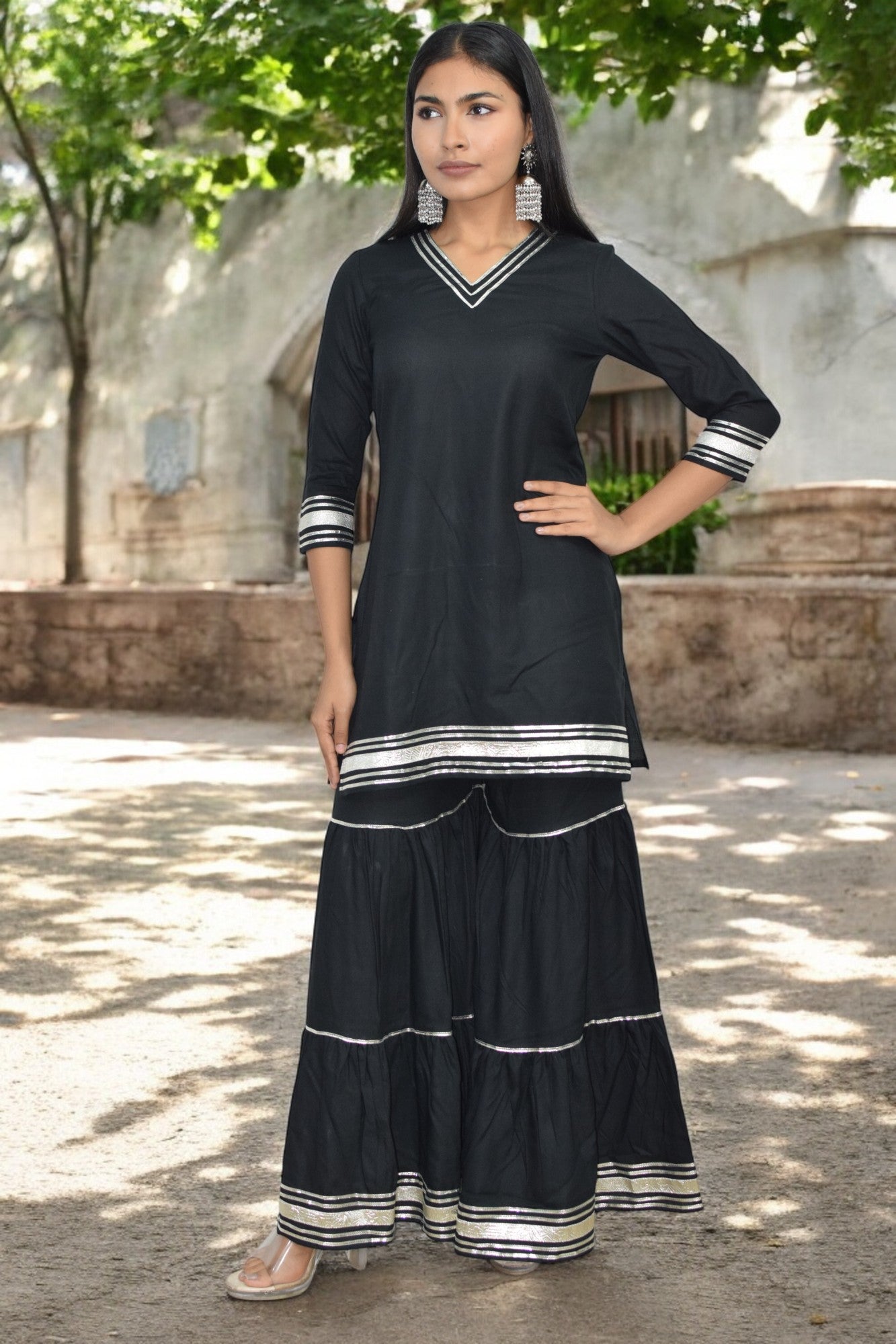 Midnight Black Beauty Sharara Set